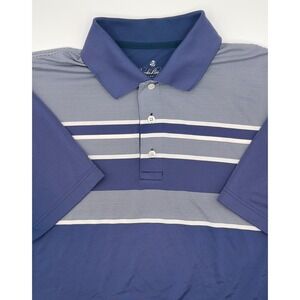 Brooks Brothers Golf Polo Shirt Blue Striped Performance Short Sleeve Large 0437